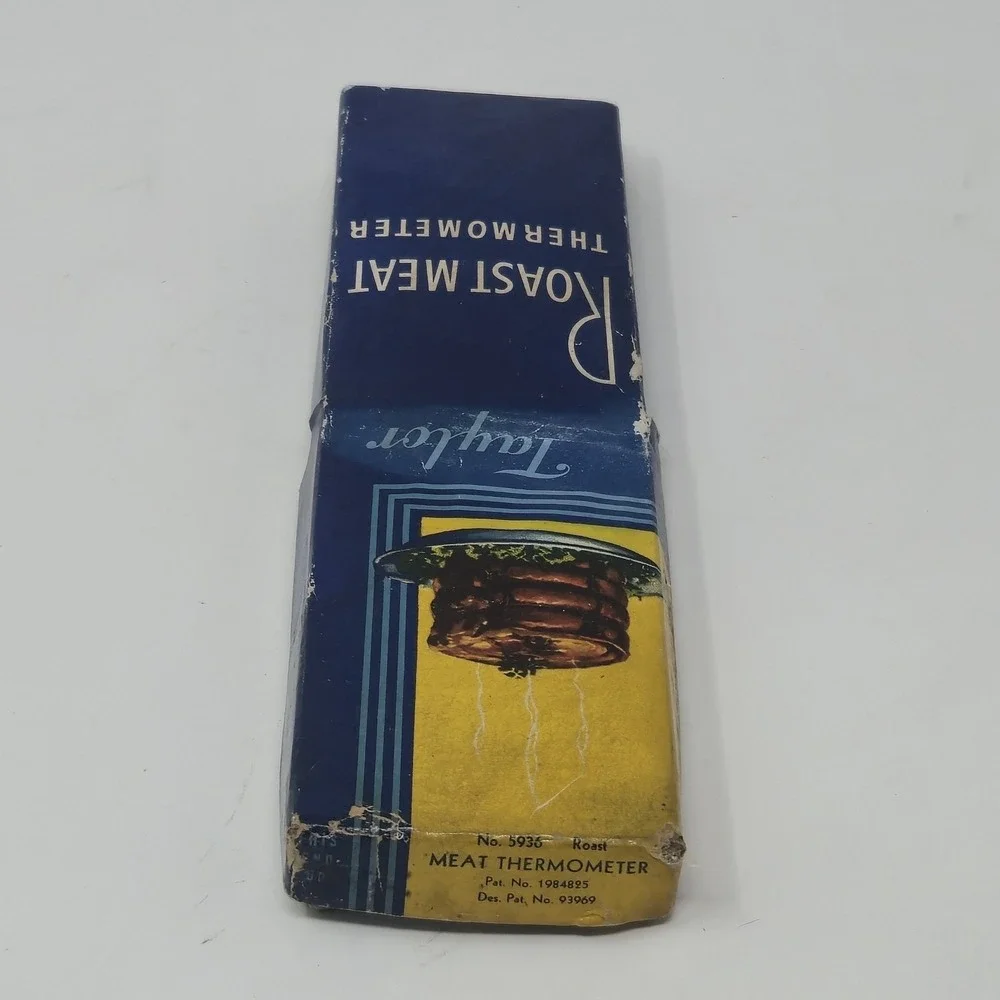 Vintage Taylor Roast Meat Thermometer And Skewer in Original Box